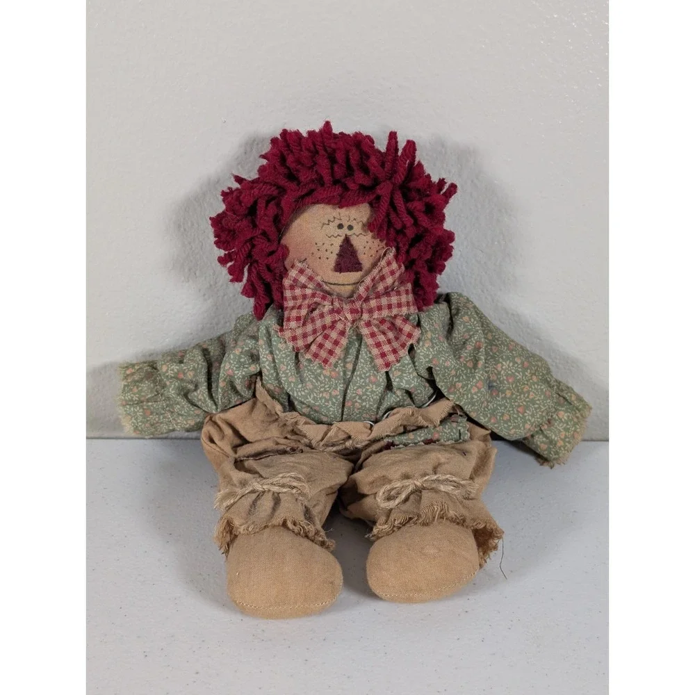 Primitive Raggedy Ann Rag Doll Ornament Lot Handmade Country Farmhouse Decor
